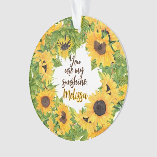 Gepersonaliseerd Je bent mijn Zonneschijn Zonneblo Ornament (voorkant)