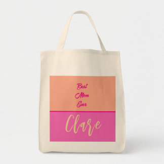 Gepersonaliseerd je mama naam ROZE EN ROOS Tote Bag