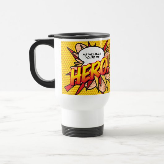 Gepersonaliseerd Jij bent mijn HERO Stripboek Pop Reisbeker (Links)