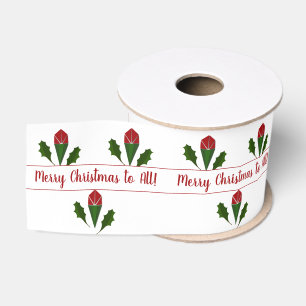 Gepersonaliseerd Jolly Abstract Red Roses, Holly H Grosgrain Lint