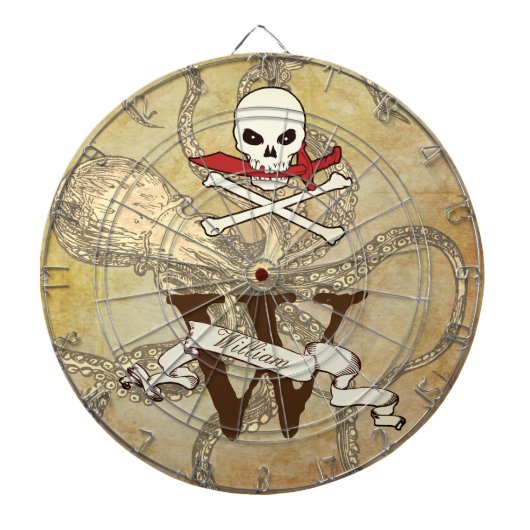 Gepersonaliseerd Jolly Roger Monogram Initiaal Dartbord (Voorkant)
