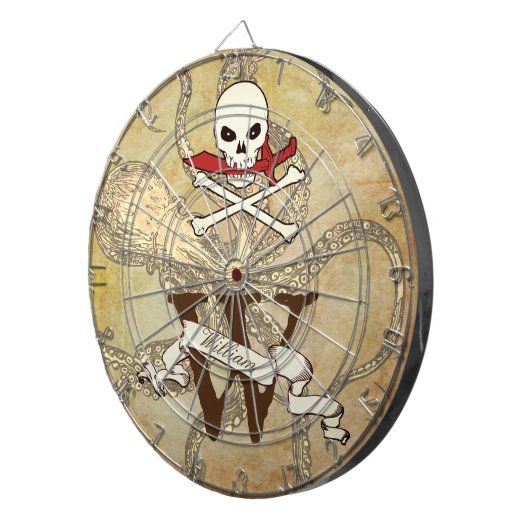 Gepersonaliseerd Jolly Roger Monogram Initiaal Dartbord (Voorkant Rechts)