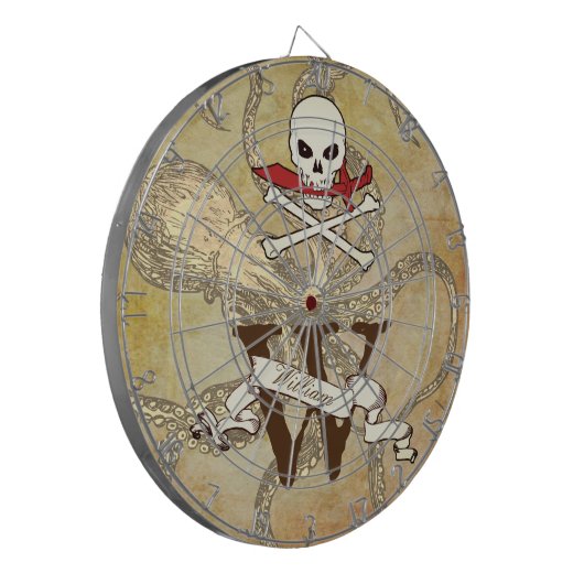 Gepersonaliseerd Jolly Roger Monogram Initiaal Dartbord (Voorkant Links)