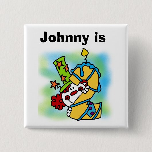 Gepersonaliseerd Jongen Clown Verjaardag Button (Voorkant)