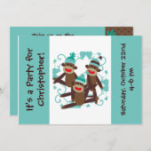 Gepersonaliseerd Jongensok Aap 5x7 Uitnodigingen (Voorkant / Achterkant)