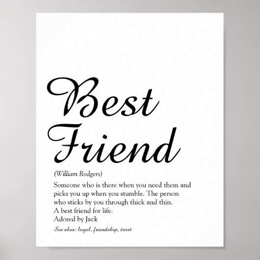 Gepersonaliseerd Jouw Beste Vriend Definitiescript Poster (Voorkant)