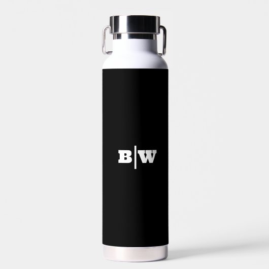 Gepersonaliseerd jouw Initialen zwarte bruiloft Waterfles (Voorkant)