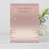 Gepersonaliseerd Jouw Menu Roze Goud Blozen Glitte (Staand voorkant)
