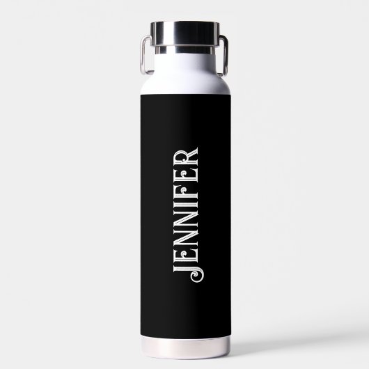 Gepersonaliseerd Jouw naam Black Script Weddenscha Waterfles (Voorkant)