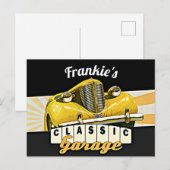 Gepersonaliseerd | JOUW NAAM | Klassieke autogarag Briefkaart (Voorkant / Achterkant)