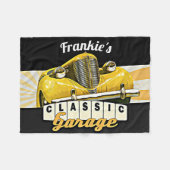 Gepersonaliseerd | Jouw naam | Klassieke autogarag Fleece Deken (Voorkant (Horizontaal))