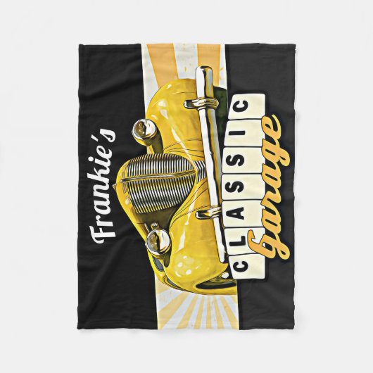 Gepersonaliseerd | Jouw naam | Klassieke autogarag Fleece Deken (Voorkant)