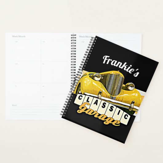 Gepersonaliseerd | JOUW NAAM | Klassieke autogarag Planner (Display)