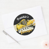 Gepersonaliseerd | JOUW NAAM | Klassieke autogarag Ronde Sticker (Envelop)