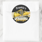 Gepersonaliseerd | JOUW NAAM | Klassieke autogarag Ronde Sticker (Tas)