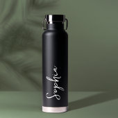 Gepersonaliseerd Jouw naam Script Black Wedding Waterfles