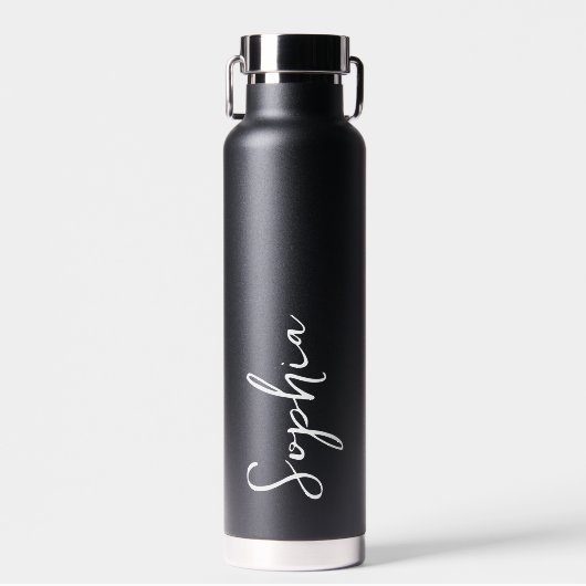 Gepersonaliseerd Jouw naam Script Black Wedding Waterfles (Voorkant)