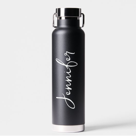Gepersonaliseerd Jouw naam Wedding Gift Black Waterfles (Voorkant)