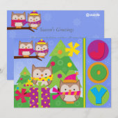 Gepersonaliseerd Joyful Winter Owls Holiday Kaart (Voorkant / Achterkant)