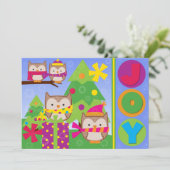 Gepersonaliseerd Joyful Winter Owls Holiday Kaart (Staand voorkant)