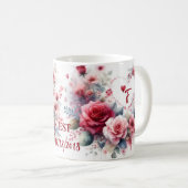 Gepersonaliseerd Jubileum cadeau met Harten Koffiemok (Voorkant rechts)