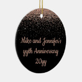 Gepersonaliseerd Jubileum Cadeau zwart Roos Gold Keramisch Ornament (Rechts)