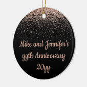 Gepersonaliseerd Jubileum Cadeau zwart Roos Gold Keramisch Ornament (Links)