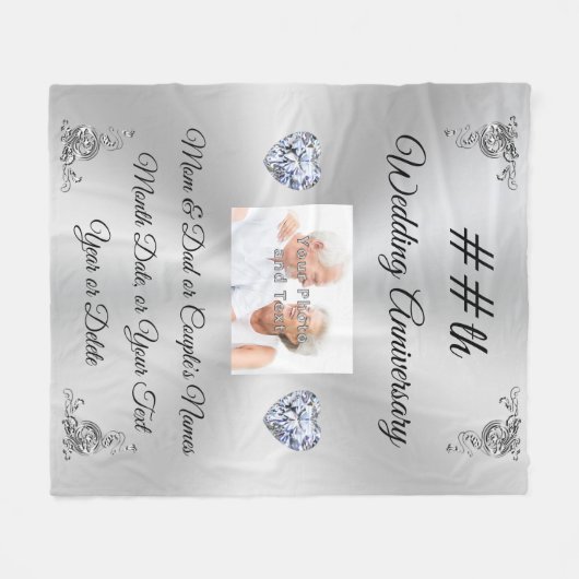 Gepersonaliseerd Jubileum Geschenken per jaar Jubi Fleece Deken (Voorkant (Horizontaal))