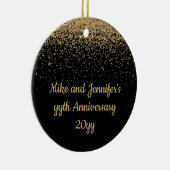 Gepersonaliseerd Jubileum Gift Black Gold Cadeau Keramisch Ornament (Rechts)