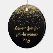 Gepersonaliseerd Jubileum Gift Black Gold Cadeau Keramisch Ornament (Links)