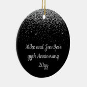 Gepersonaliseerd Jubileum Gift Black Silver Cadeau Keramisch Ornament (Rechts)