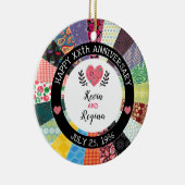 Gepersonaliseerd Jubileum, patchwork Quilt Pattern Keramisch Ornament (Rechts)