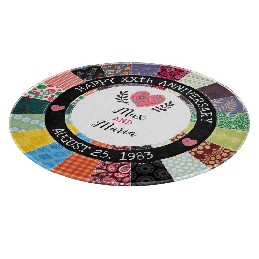 Gepersonaliseerd Jubileum, patchwork Quilt Pattern Snijplank (Hoek)