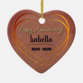 Gepersonaliseerd Jubileum voor 9th Wedding Keramisch Ornament