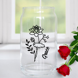 Gepersonaliseerd juli Geboorte Maand Bloem Waterle Blikvorm Glas