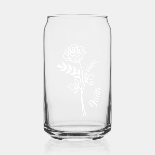 Gepersonaliseerd juni Geboortemaand Bloem Roos Wit Blikvorm Glas (Voorkant)
