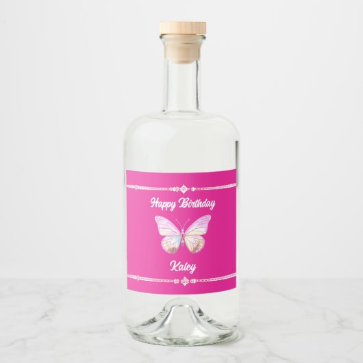 Gepersonaliseerd juweel Butterfly Beverage & Food Likeurfles Etiket (Voorkant)