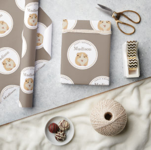 Gepersonaliseerd kaarshamster Pattern Birthday Par Cadeaupapier