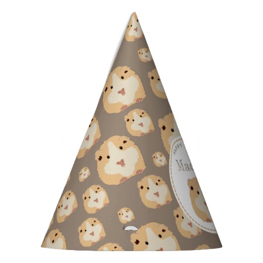 Gepersonaliseerd kaarshamster Pattern Birthday Par Feesthoedjes (Links)