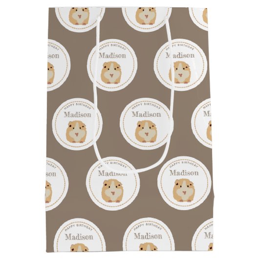 Gepersonaliseerd kaarshamster Pattern Birthday Par Medium Cadeauzakje (Achterkant)