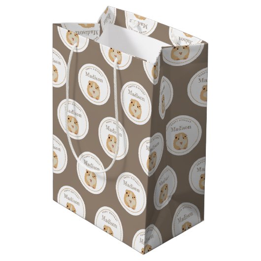 Gepersonaliseerd kaarshamster Pattern Birthday Par Medium Cadeauzakje (Achterkant Gekanteld)