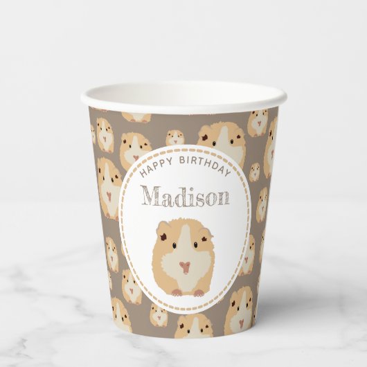 Gepersonaliseerd kaarshamster Pattern Birthday Par Papieren Bekers (Achterkant)