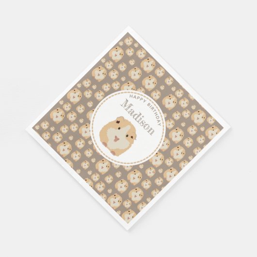 Gepersonaliseerd kaarshamster Pattern Birthday Par Servet (Hoek)