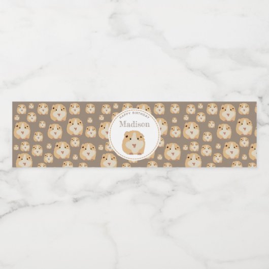 Gepersonaliseerd kaarshamster Pattern Birthday Par Waterfles Etiket (Enkel label)