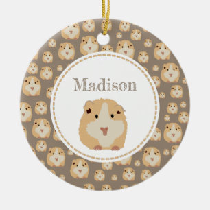 Gepersonaliseerd kaarshamsterpatroon keramisch ornament