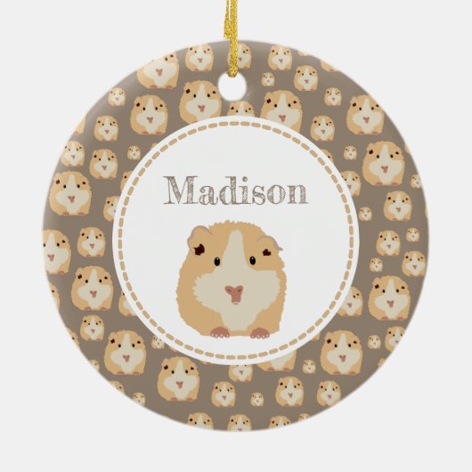 Gepersonaliseerd kaarshamsterpatroon keramisch ornament (Achterkant)