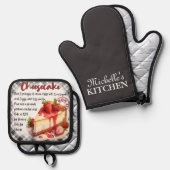 Gepersonaliseerd kaastaart bakrecept ovenwant & pannenlap set (Voorkant / Achterkant)