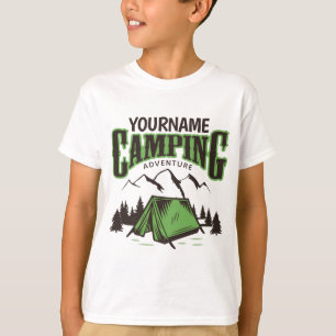 Gepersonaliseerd kampeerfamilie-kampeerreisavontuu t-shirt