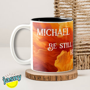 Gepersonaliseerd kaneel Splash Schrift Tweekleurige Koffiemok