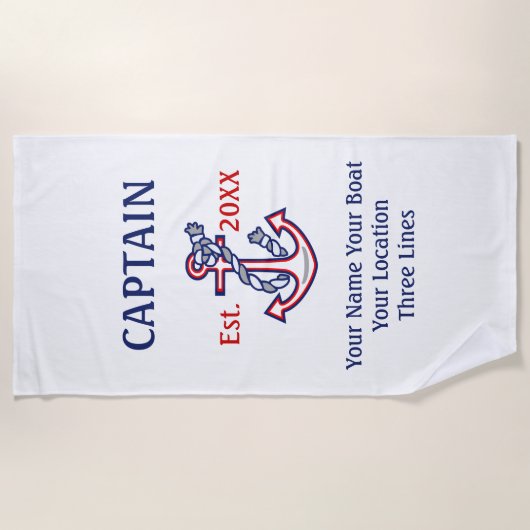 Gepersonaliseerd kapitein eerste stuurhut strandlaken (Voorkant)